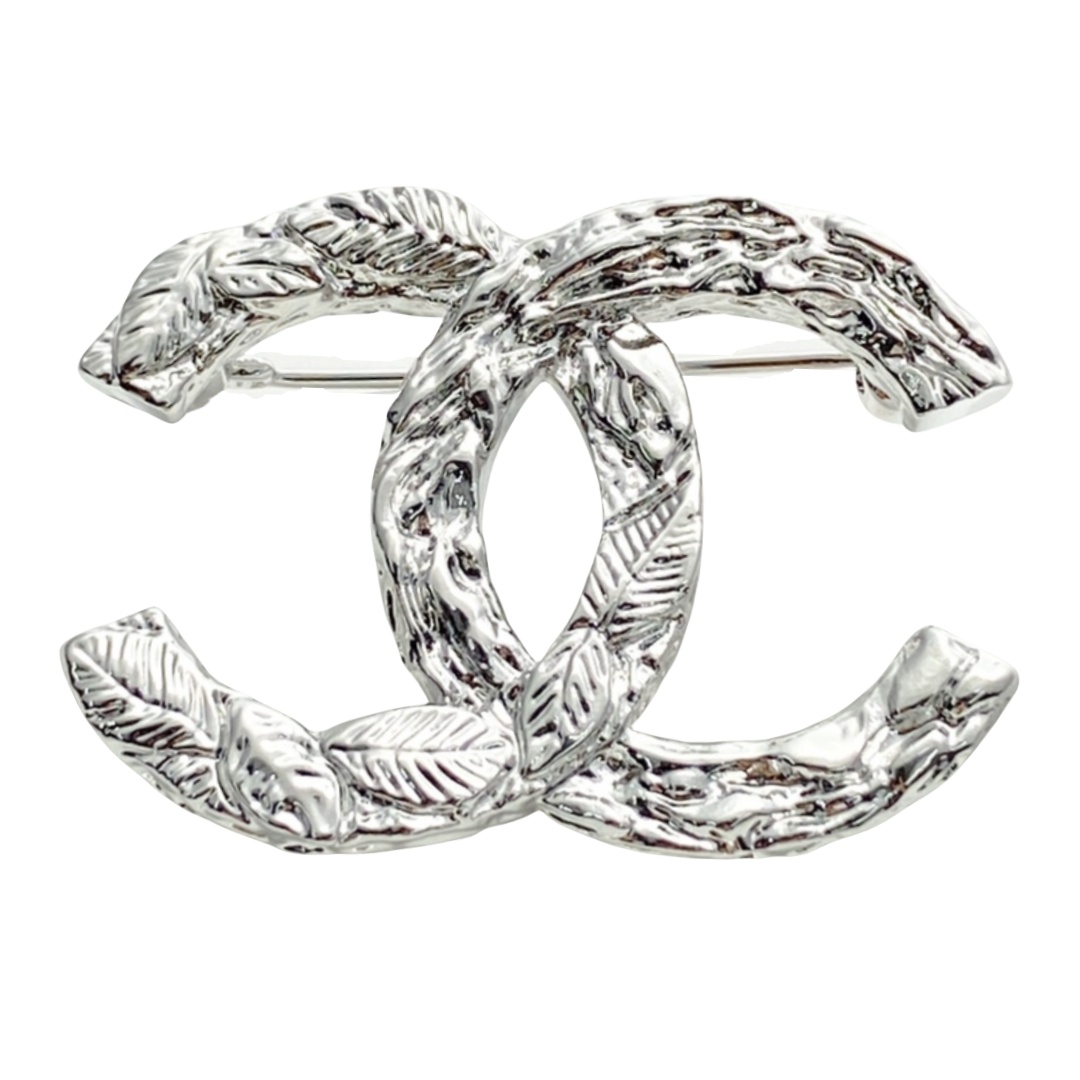 BCB569 Chanel embossment cc logo brooch pin - ccjewelryacc