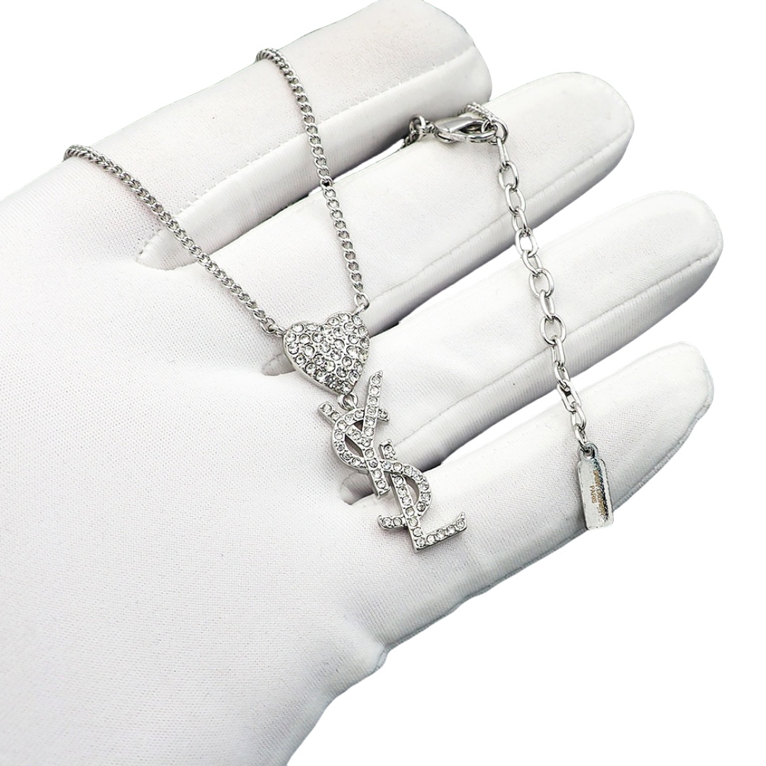 YYN010 YVES Cassandre Embellished heart rhinestone necklace - ccjewelryacc