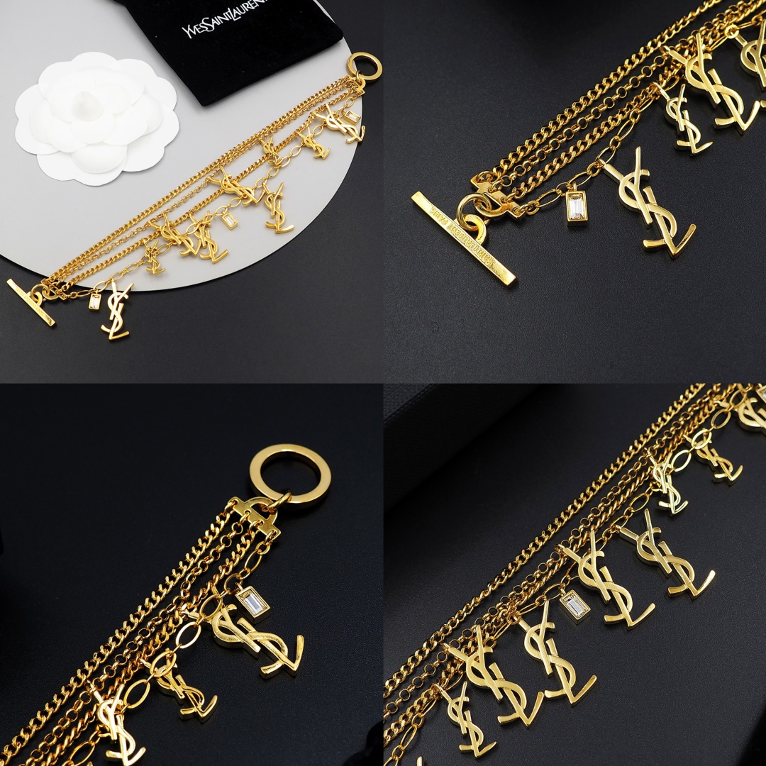 YYS009 CASSANDRE multi-chain bracelet in metal and rhinestone - ccjewelryacc