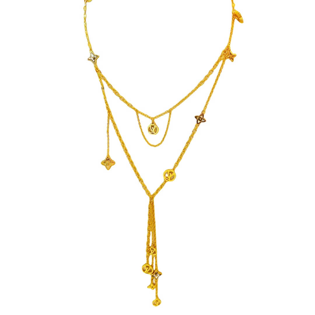 LVN101 vuitton monogram flower tassels necklace - ccjewelryacc