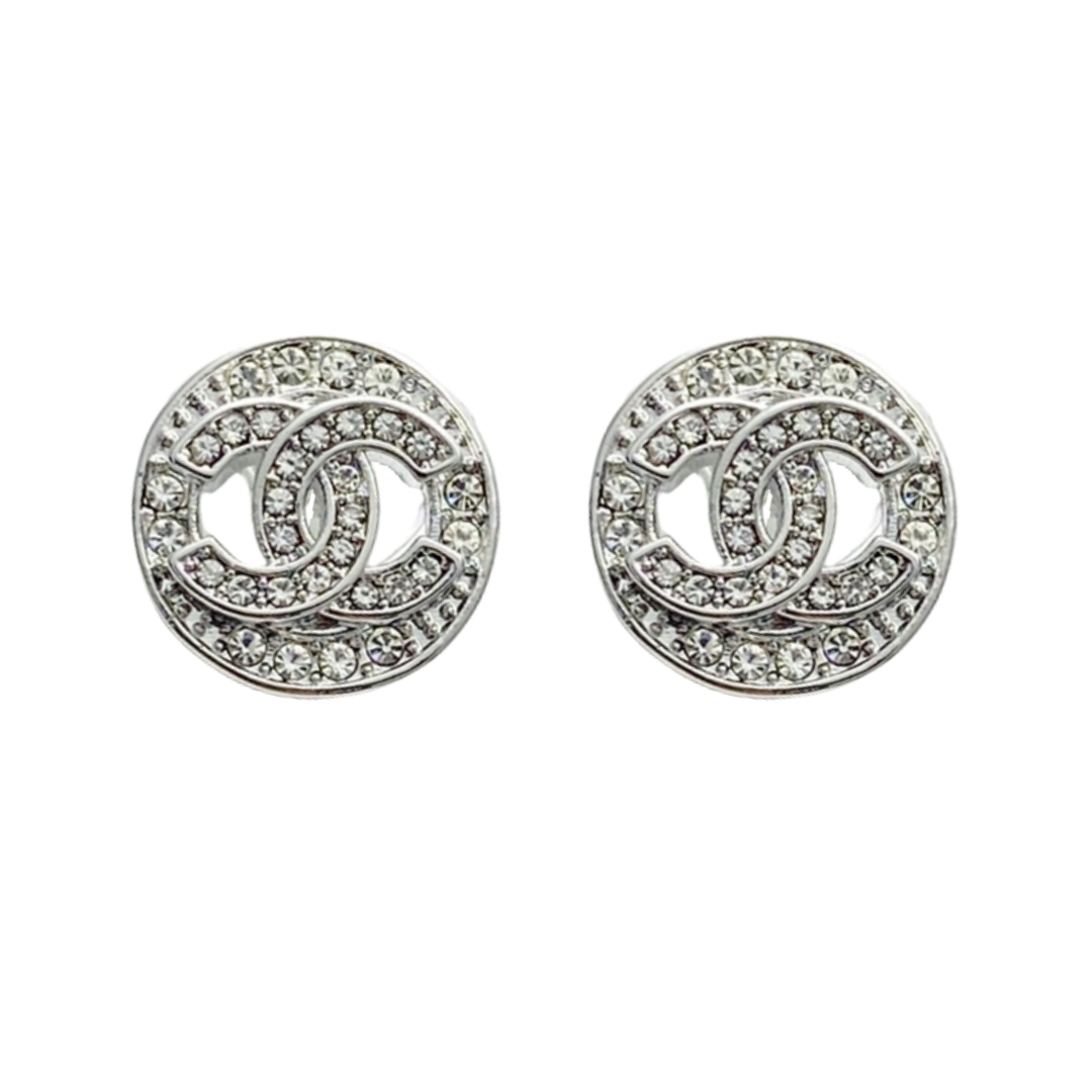 CCE304 Crystal round cc stud earrings - ccjewelryacc