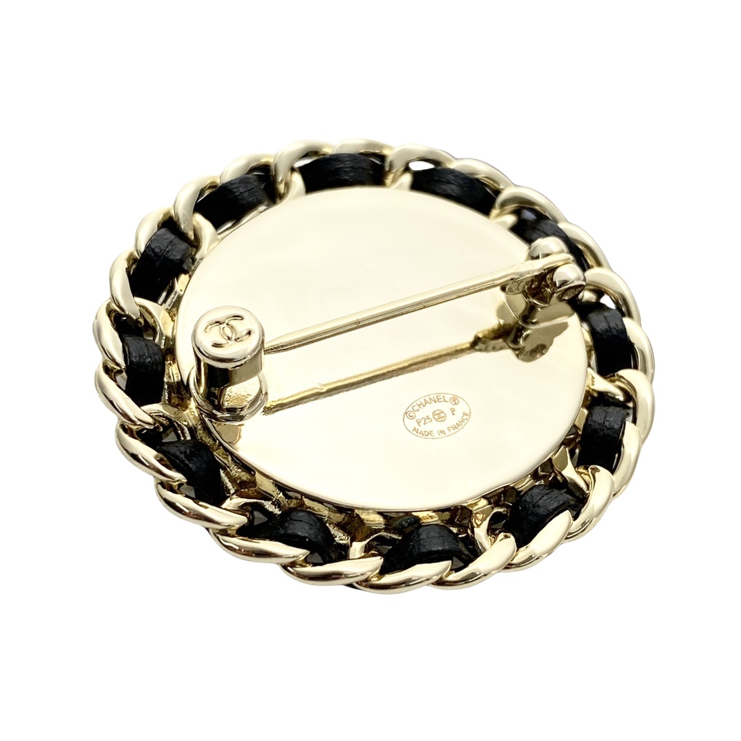 BCB571 Chanel 25 denim blue oval brooch pin - ccjewelryacc