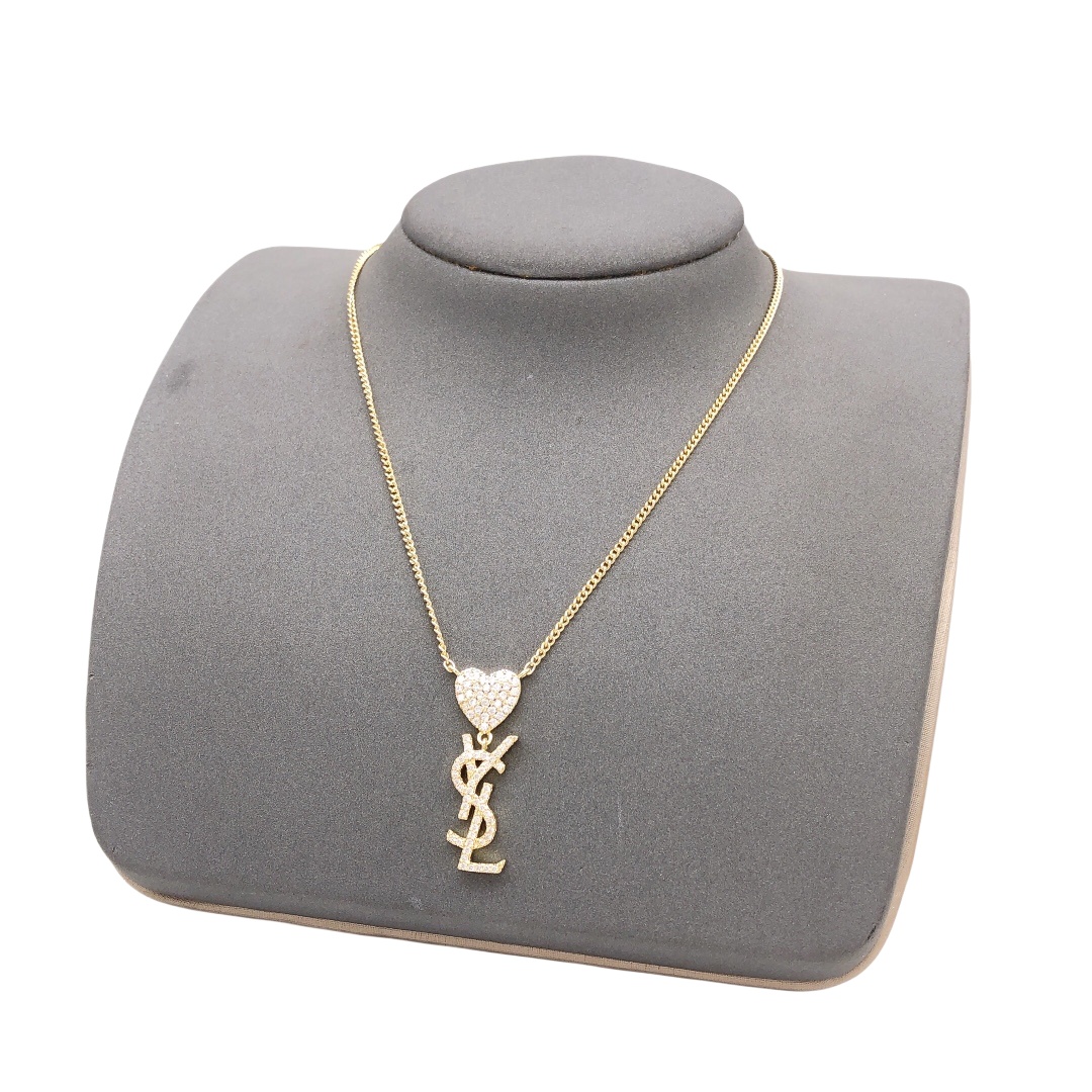 YYN010 YVES Cassandre Embellished heart rhinestone necklace - ccjewelryacc