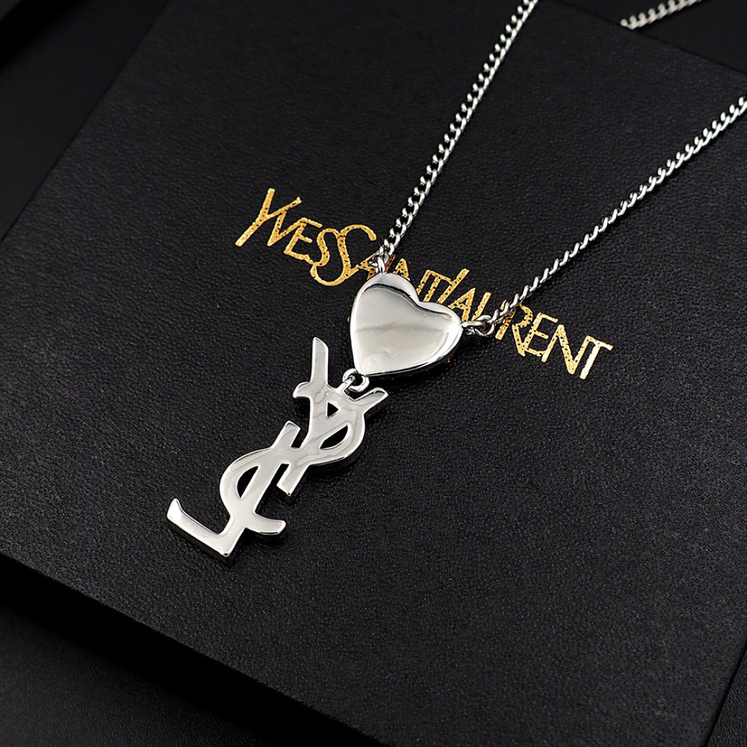 YYN010 YVES Cassandre Embellished heart rhinestone necklace - ccjewelryacc