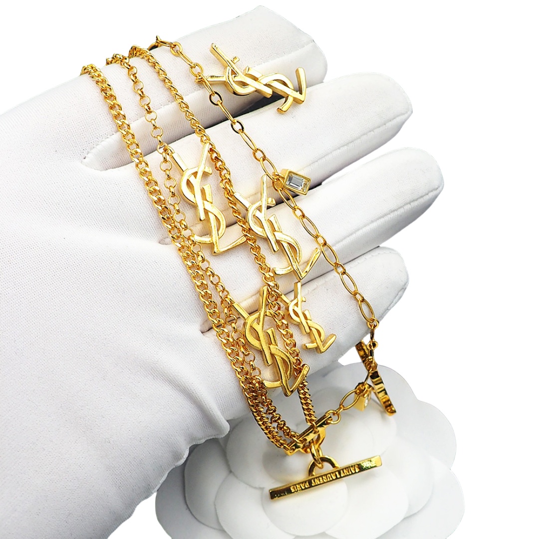 YYS009 CASSANDRE multi-chain bracelet in metal and rhinestone - ccjewelryacc