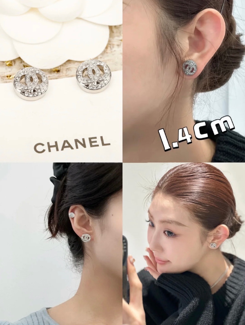 CCE304 Crystal round cc stud earrings - ccjewelryacc