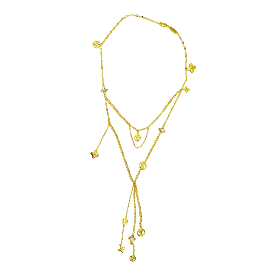 LVN101 vuitton monogram flower tassels necklace - ccjewelryacc