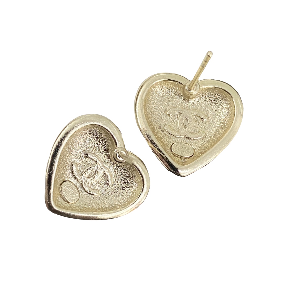 CCE005 Chanel Crystal and pearls cc and heart drop earring - ccjewelryacc