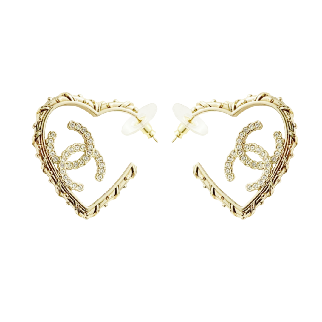 CCE310 Chanel heart hoop earrings for women - ccjewelryacc