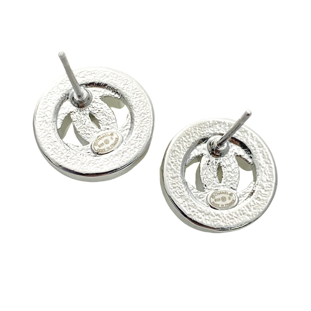 CCE304 Crystal round cc stud earrings - ccjewelryacc