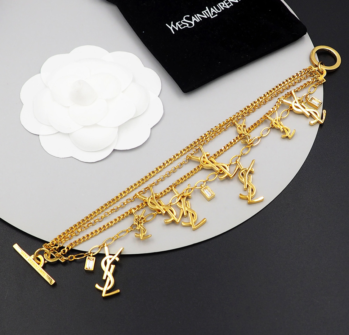 YYS009 CASSANDRE multi-chain bracelet in metal and rhinestone - ccjewelryacc