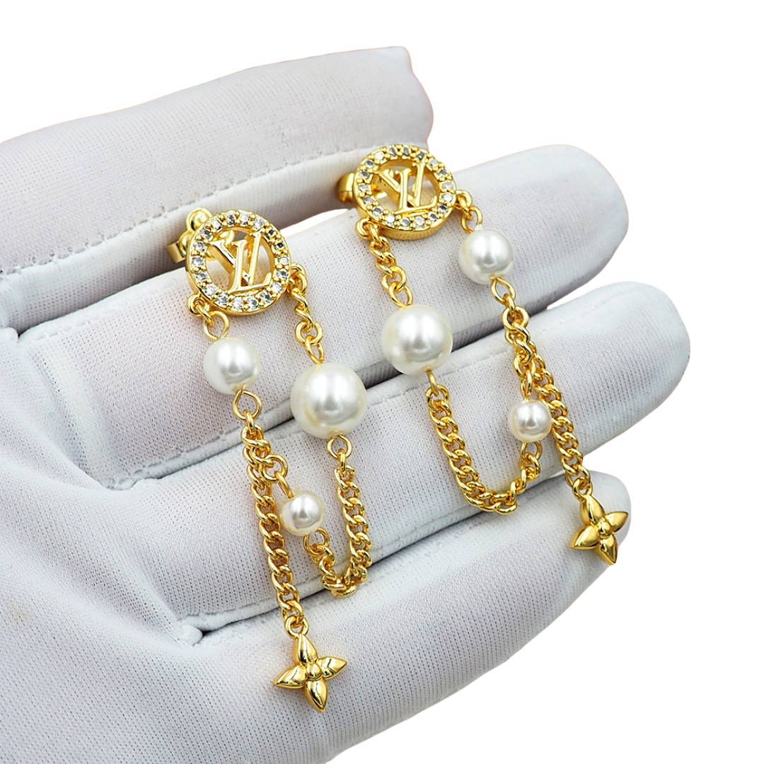 LVE139 louis vuitton M02888 Midnight Pearl Earrings - ccjewelryacc