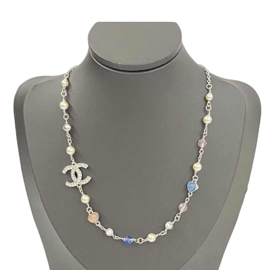 CCN212 Chanel 25 pearl pink heart necklace - ccjewelryacc