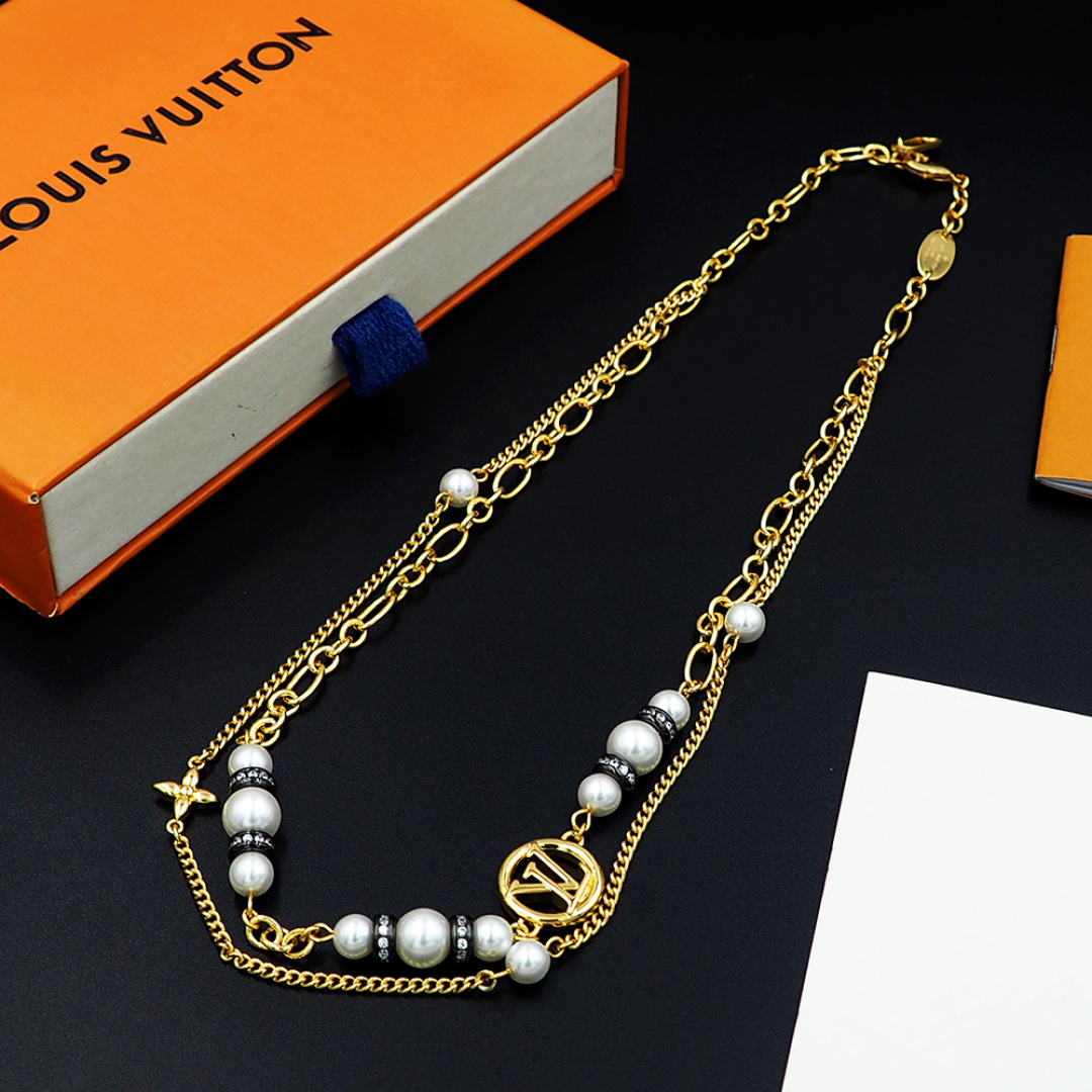 LVN050 Louis vuitton M02870 Midnight Pearl Choker necklace - ccjewelryacc