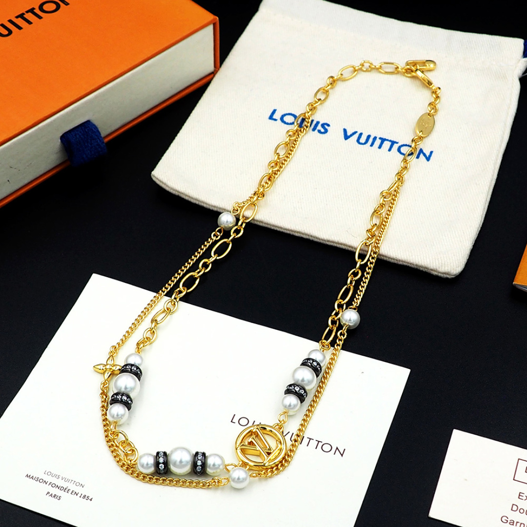 LVN050 Louis vuitton M02870 Midnight Pearl Choker necklace - ccjewelryacc
