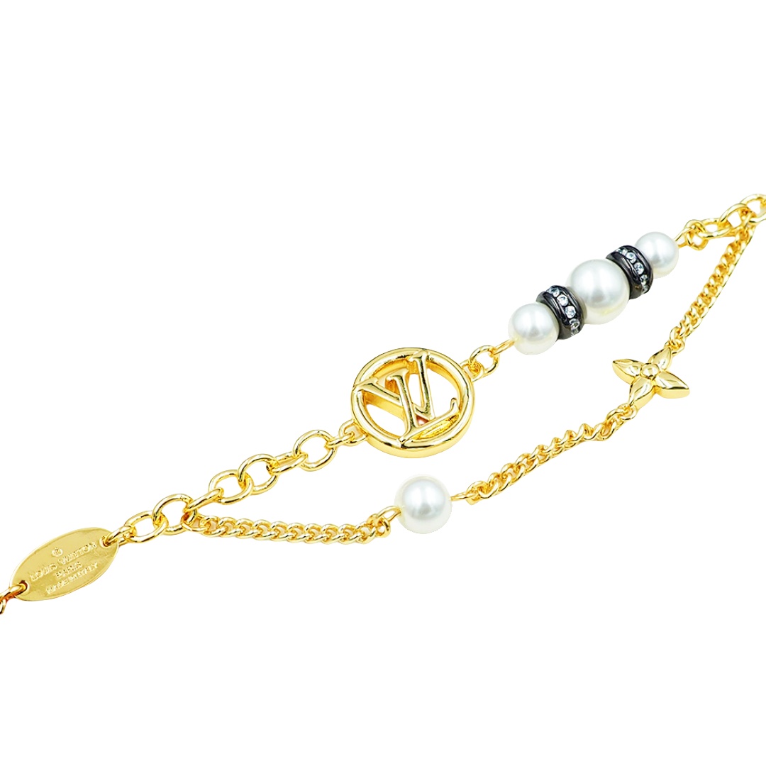 LVS081 LV M1706A Midnight Pearl Bracelet - ccjewelryacc