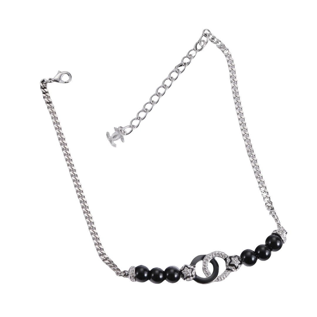 CCN104 Chanel black pearl and enamel necklace - ccjewelryacc