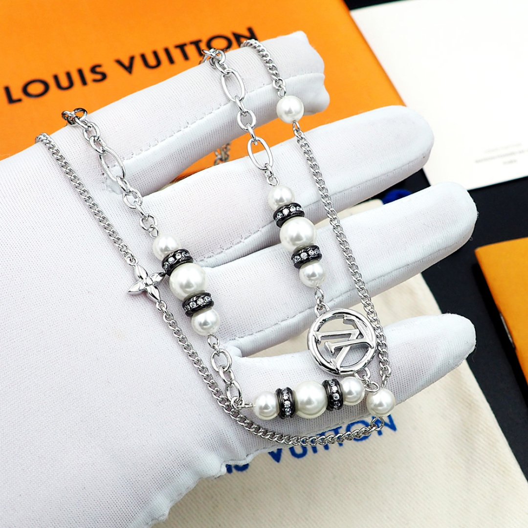 LVN050 Louis vuitton M02870 Midnight Pearl Choker necklace - ccjewelryacc