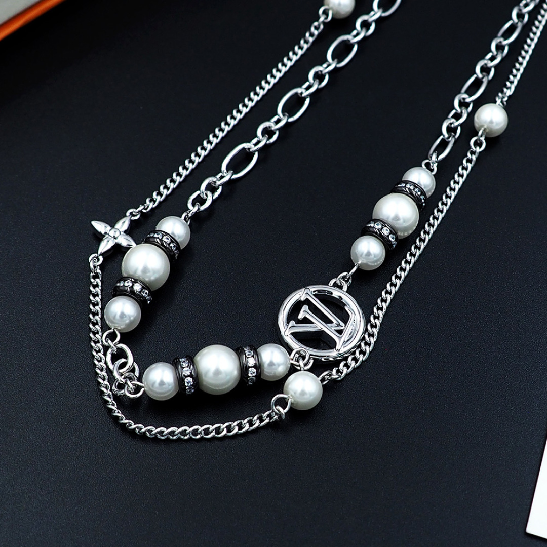 LVN050 Louis vuitton M02870 Midnight Pearl Choker necklace - ccjewelryacc