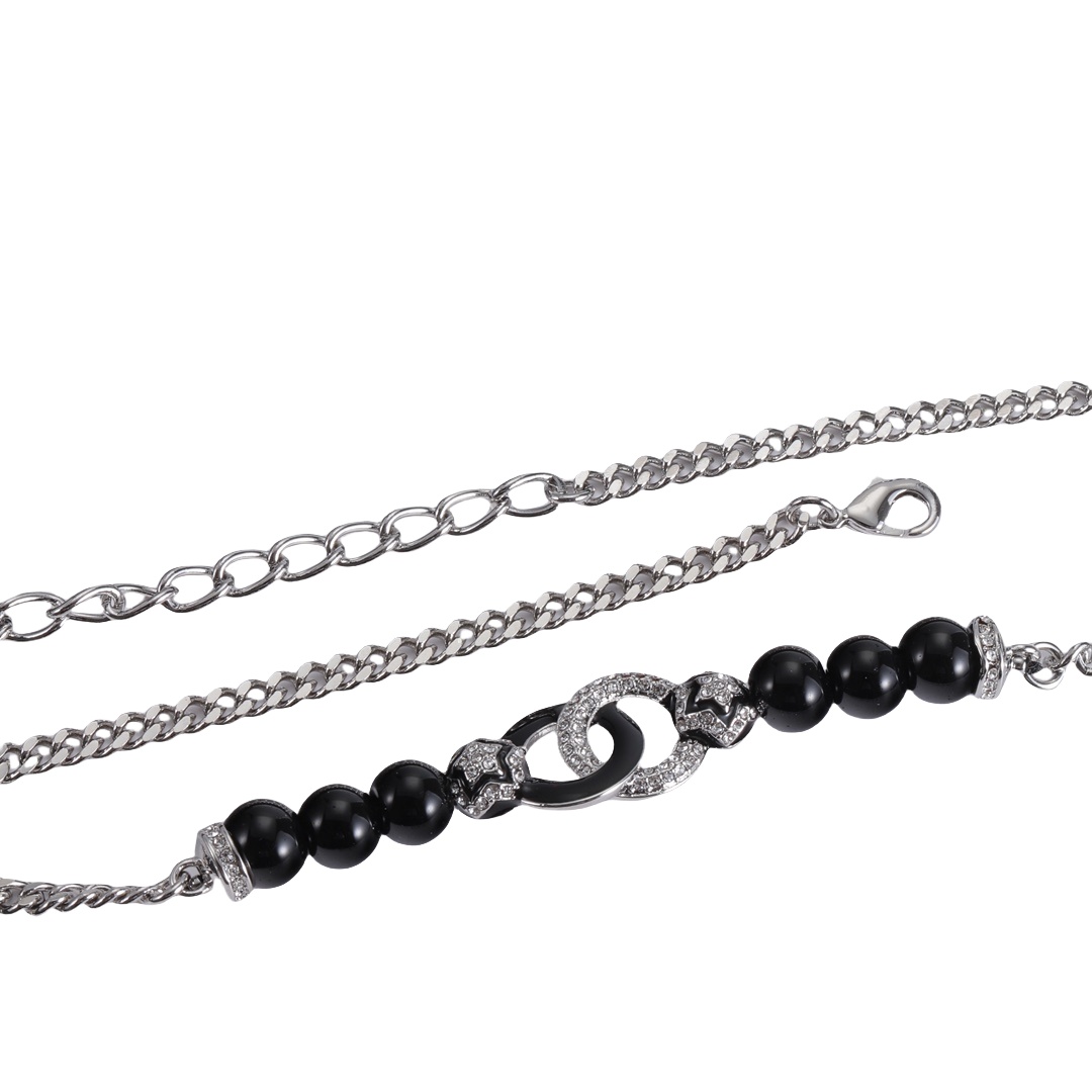 CCN104 Chanel black pearl and enamel necklace - ccjewelryacc