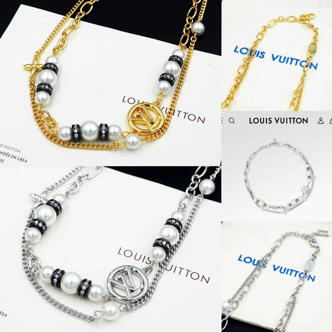 LVN050 Louis vuitton M02870 Midnight Pearl Choker necklace - ccjewelryacc
