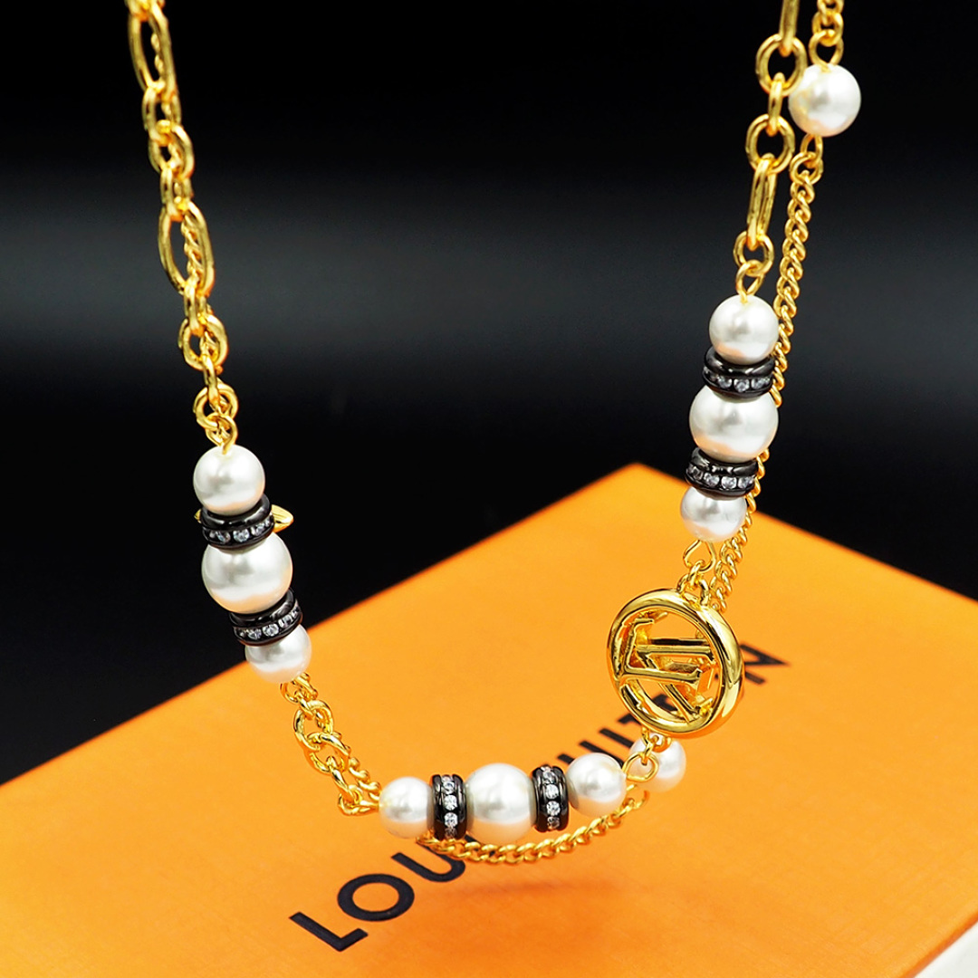 LVN050 Louis vuitton M02870 Midnight Pearl Choker necklace - ccjewelryacc