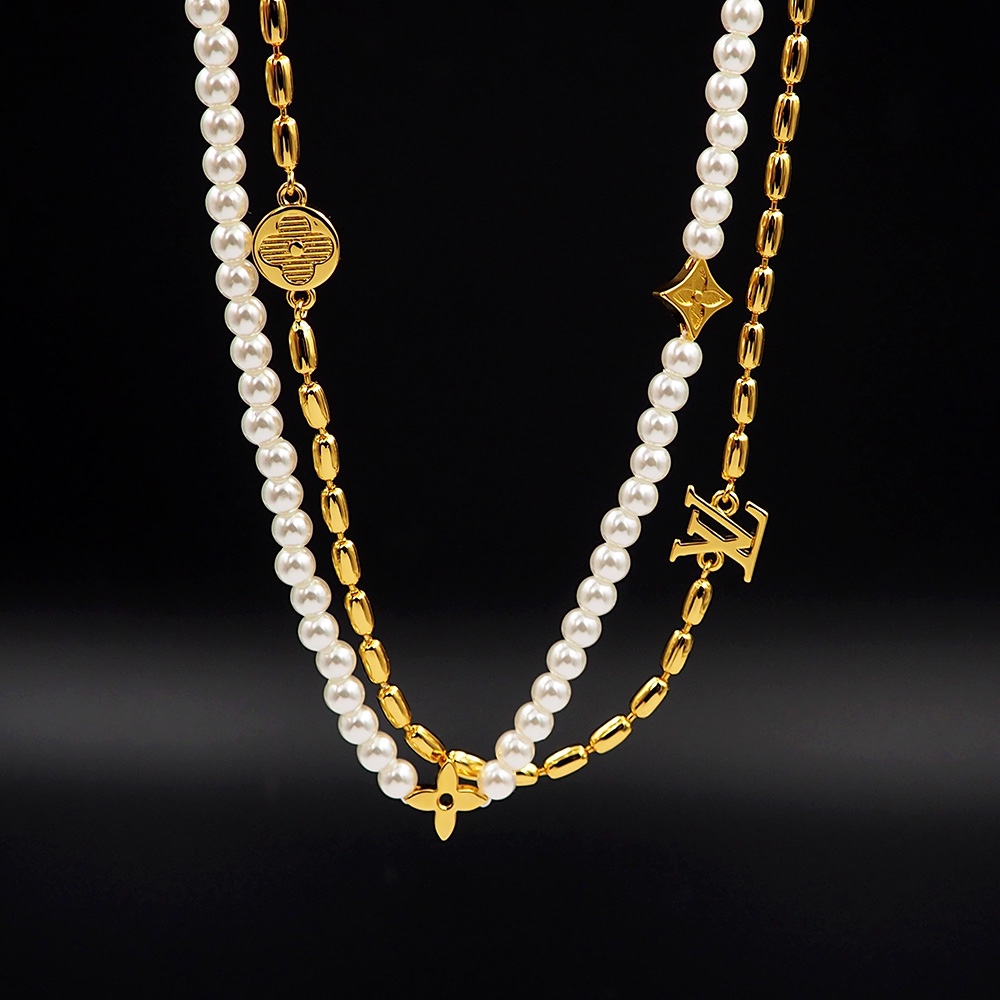 LVN091 louis vuitton LV louis vuitton LV M01781 Pearls Fusion Necklace - ccjewelryacc