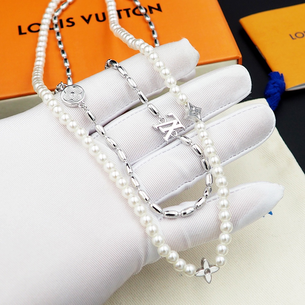 LVN091 louis vuitton LV louis vuitton LV M01781 Pearls Fusion Necklace - ccjewelryacc