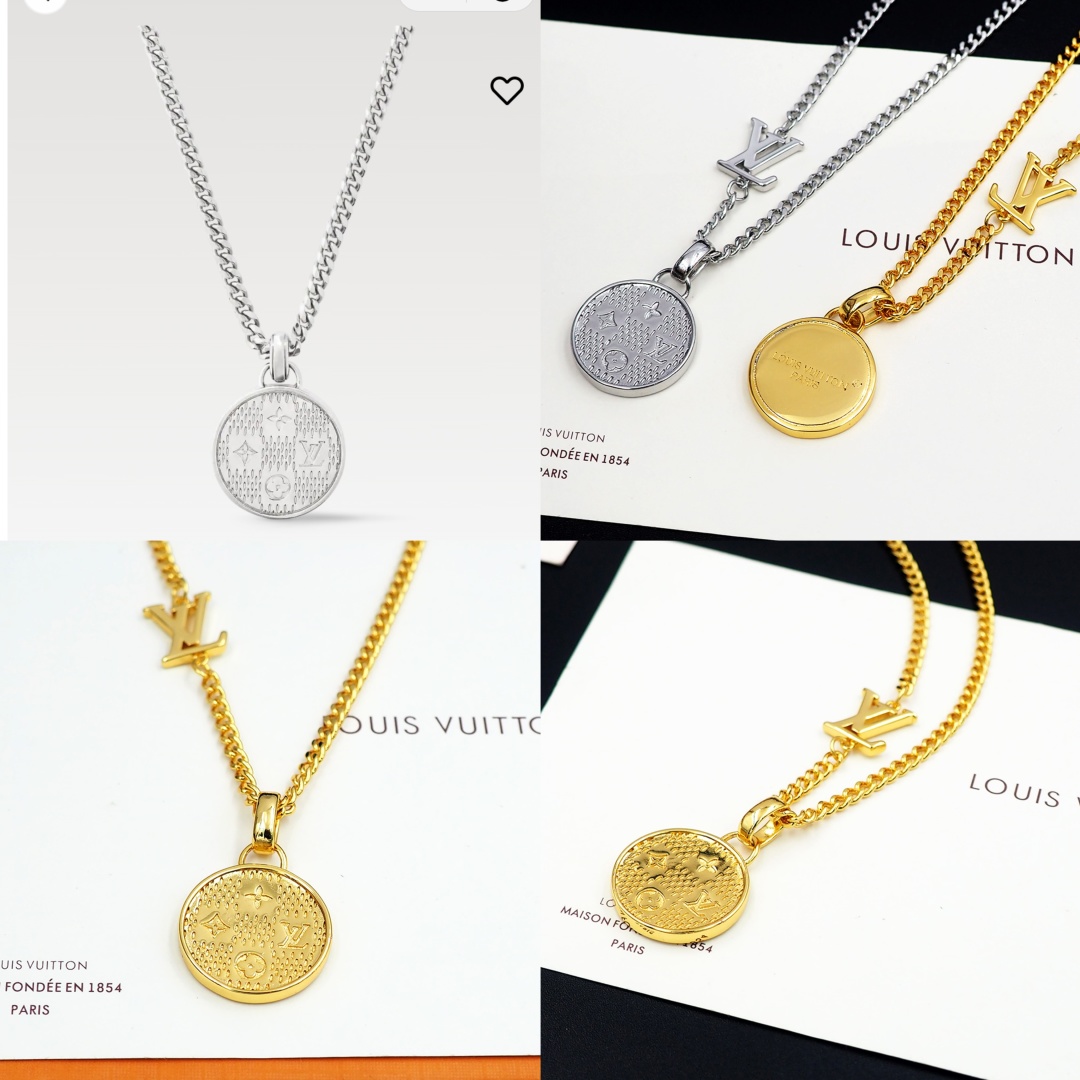 LVN072 LV M02446 Damier Staples Pendant Necklace For Men - ccjewelryacc