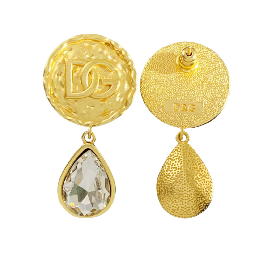 DGE052 Metal crystal DG logo drop earrings - ccjewelryacc