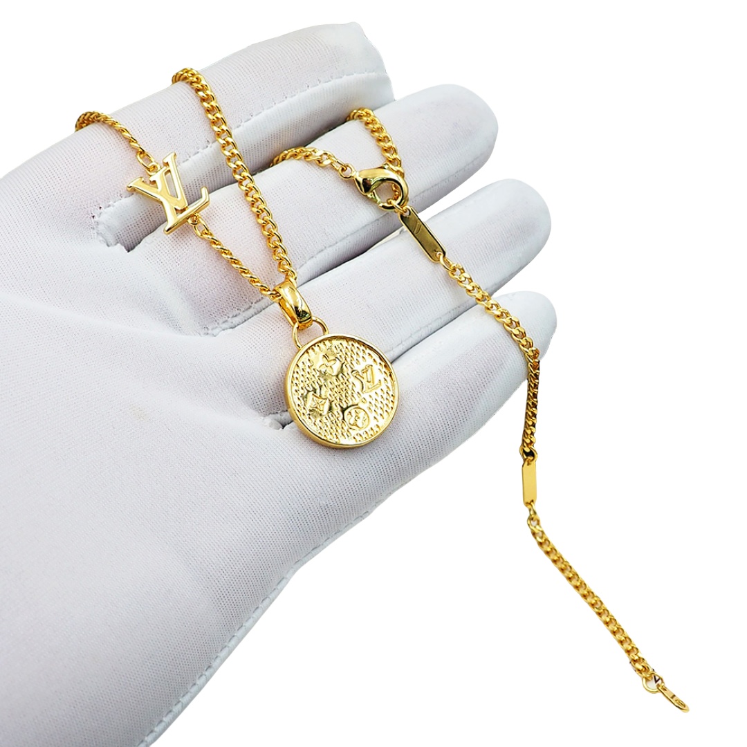 LVN072 LV M02446 Damier Staples Pendant Necklace For Men - ccjewelryacc