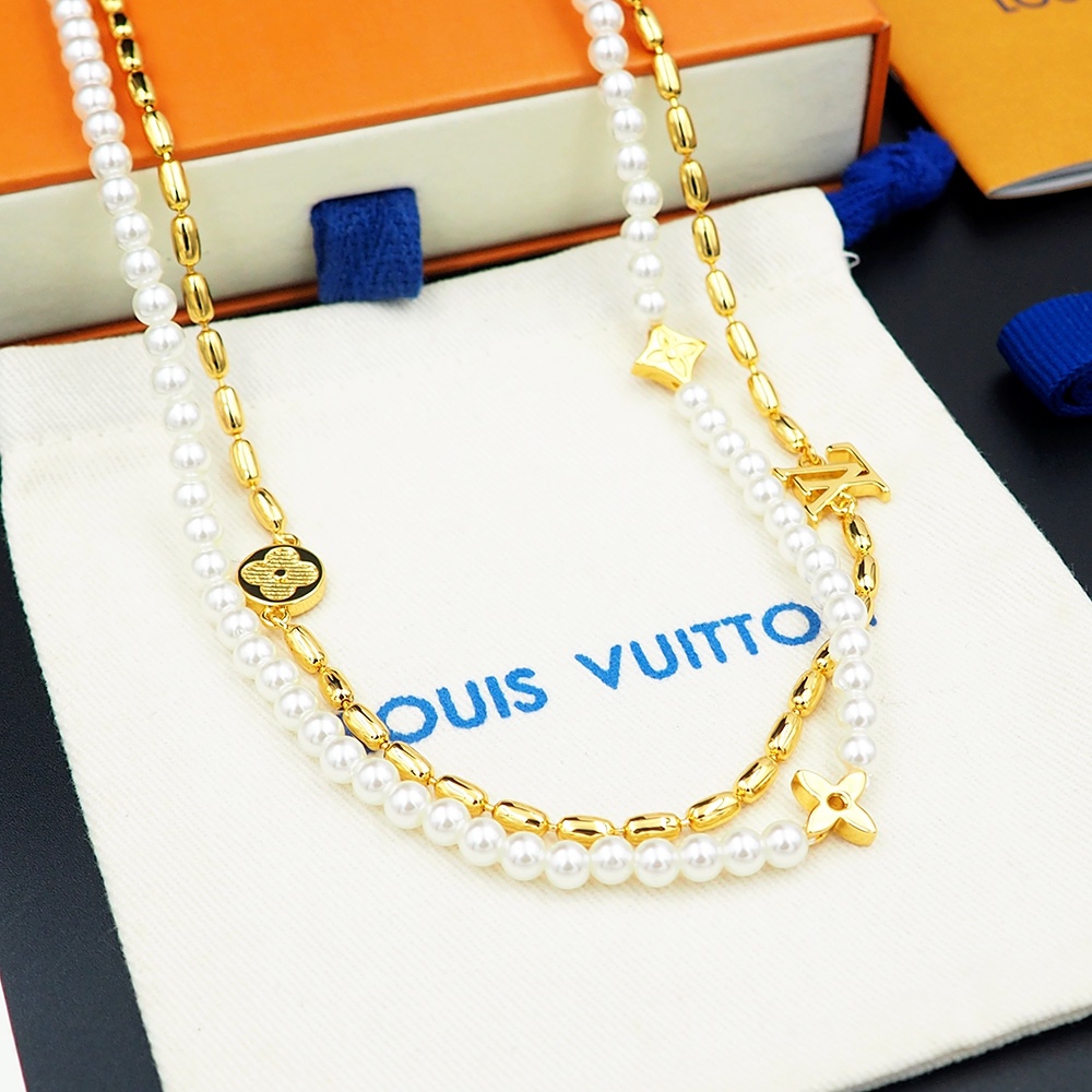 LVN091 louis vuitton LV louis vuitton LV M01781 Pearls Fusion Necklace - ccjewelryacc