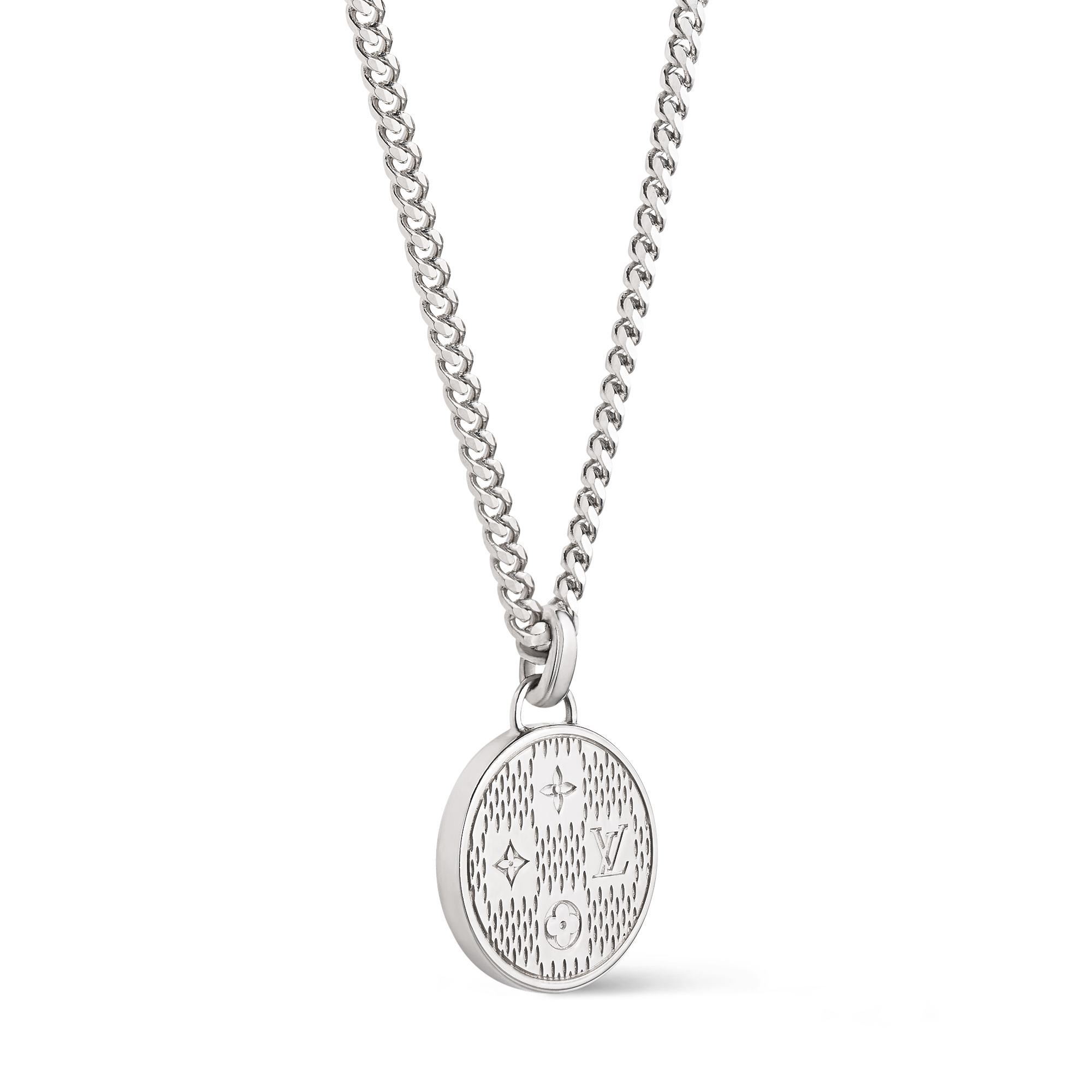 LVN072 LV M02446 Damier Staples Pendant Necklace For Men - ccfashionjewelry