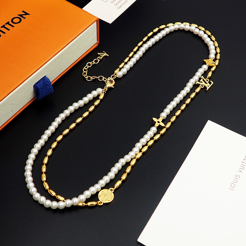 LVN091 louis vuitton LV louis vuitton LV M01781 Pearls Fusion Necklace - ccjewelryacc