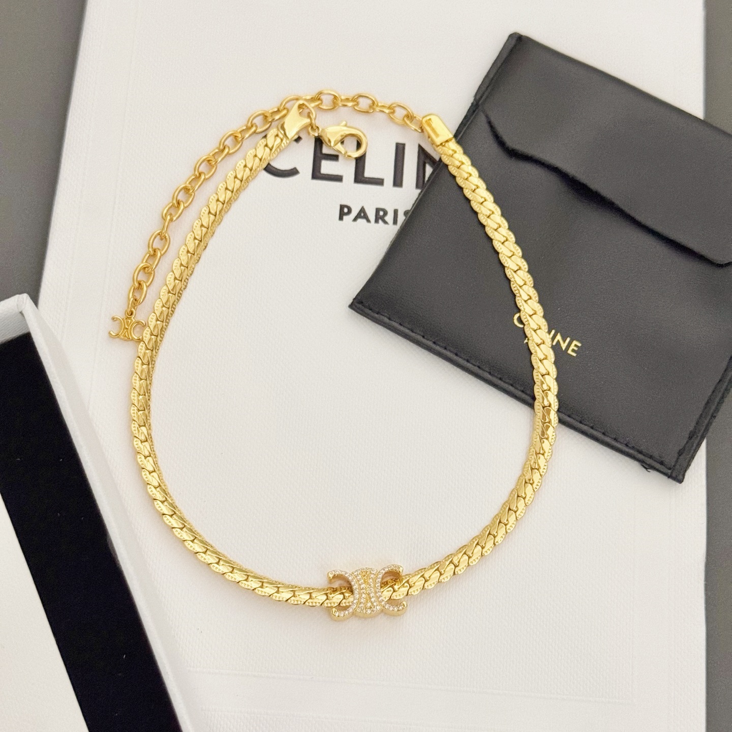 CLN020 Celine Triomphe snake chain choker necklace - ccjewelryacc