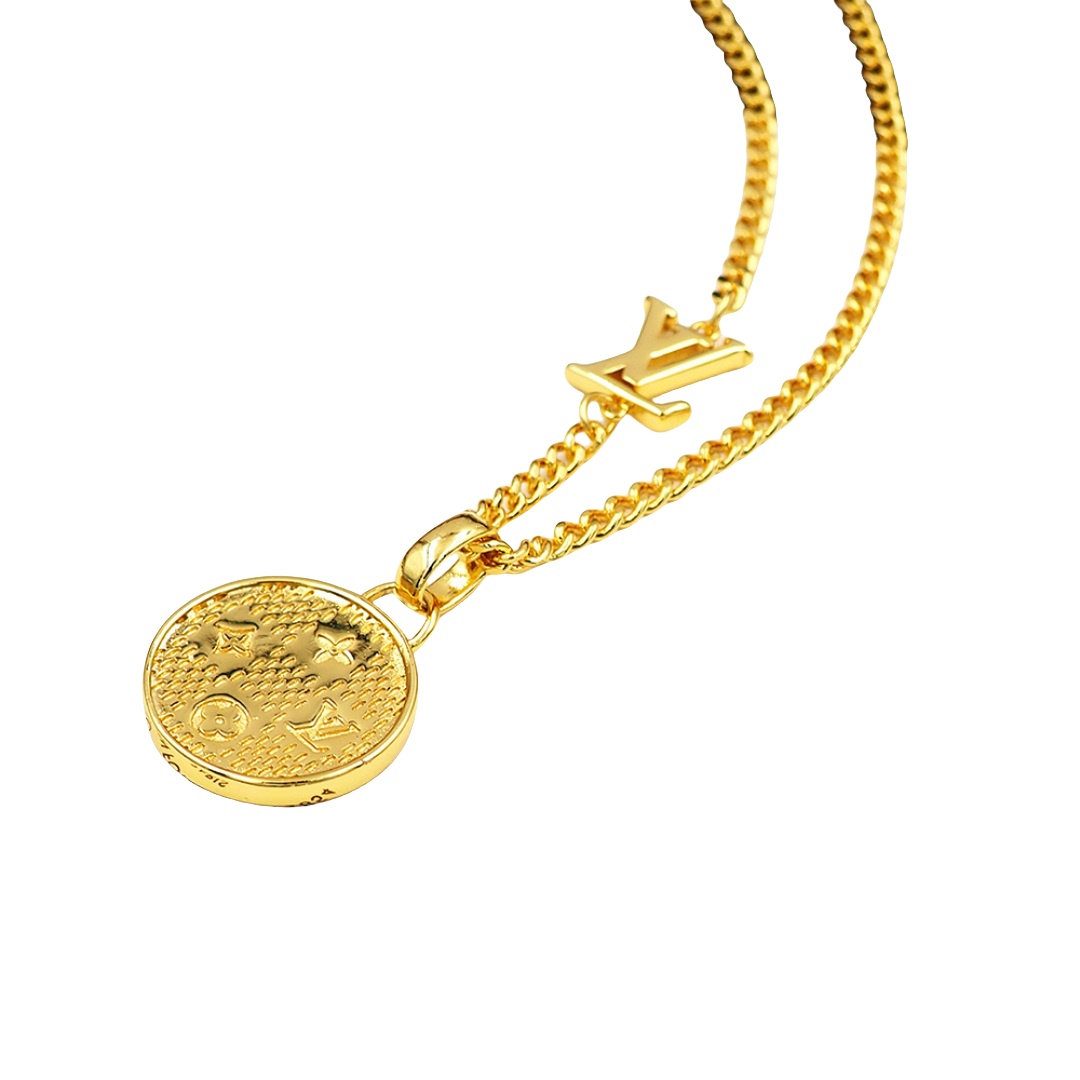 LVN072 LV M02446 Damier Staples Pendant Necklace For Men - ccjewelryacc