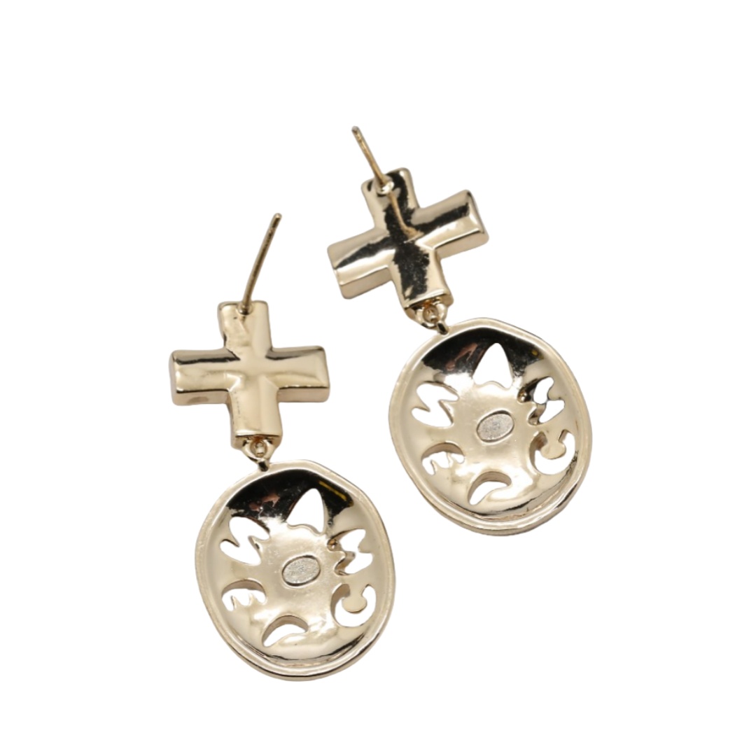 CCE318 Chanel cross earrings in metal and crystal - ccjewelryacc
