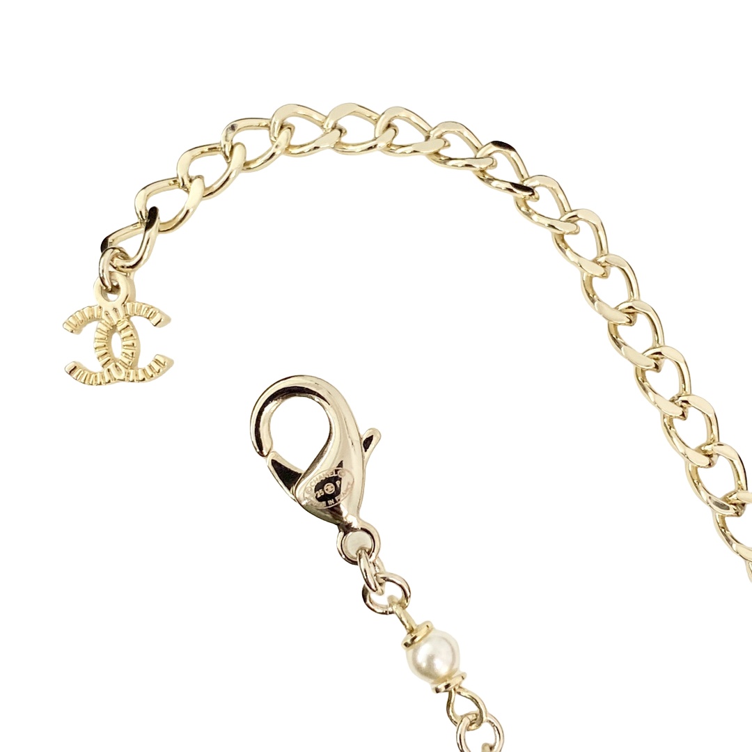 CCL100 25P Chanel Colored crystal stars pearl sweater chain long necklace - ccjewelryacc