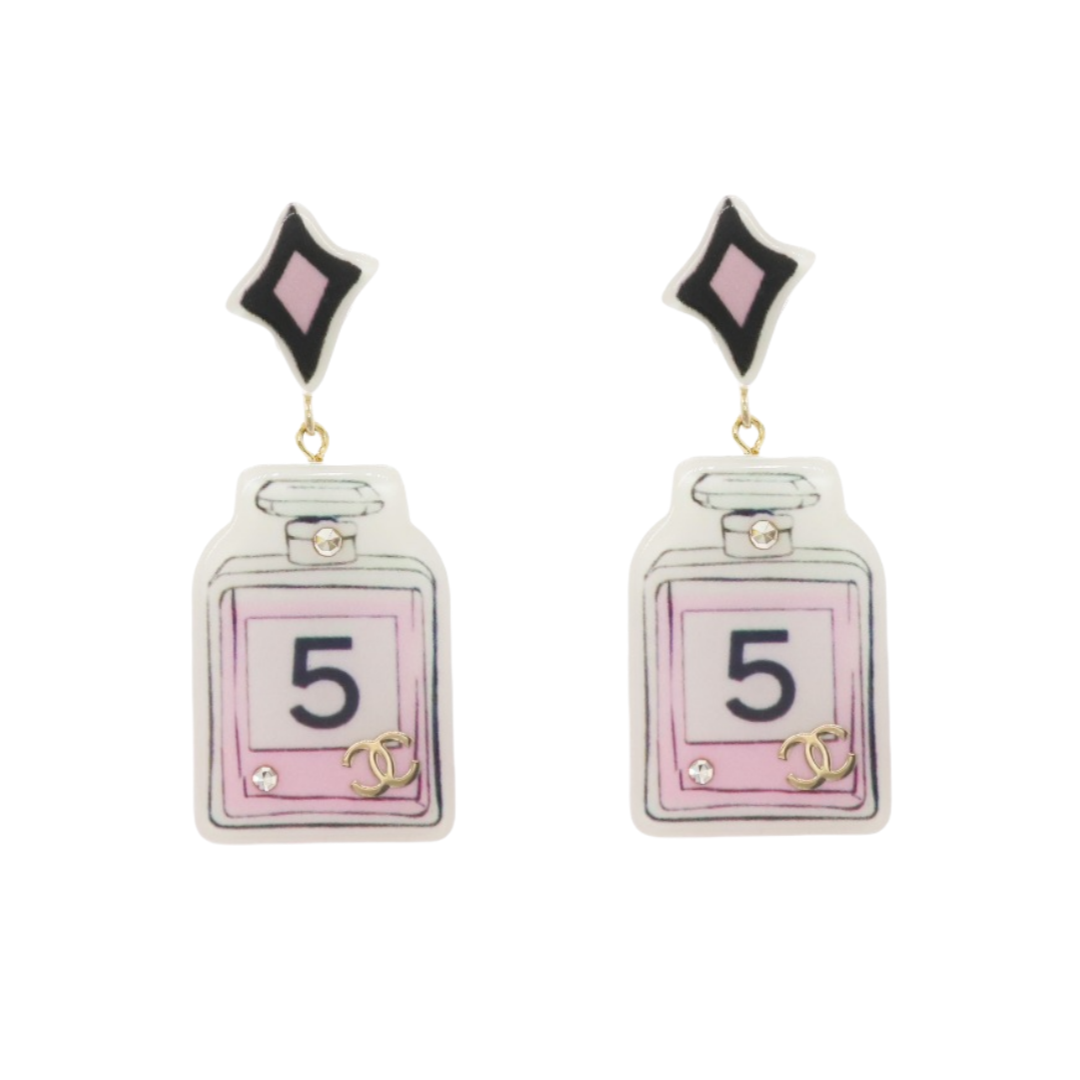 CCE321 Chanel Acrylic perfume bottle earrings - ccjewelryacc