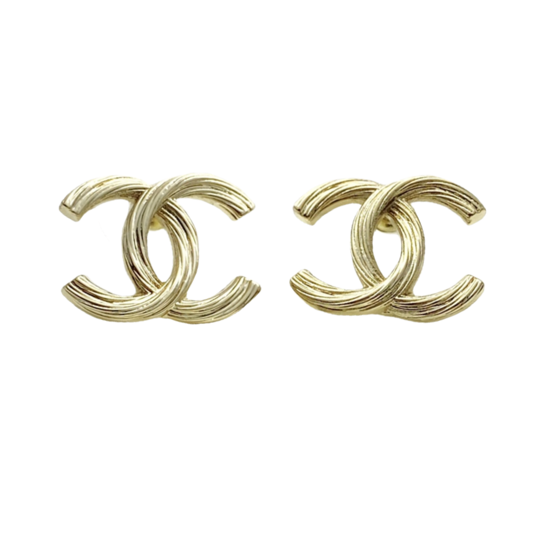 CCE329 Metal Gold cc logo stud earrings - ccjewelryacc
