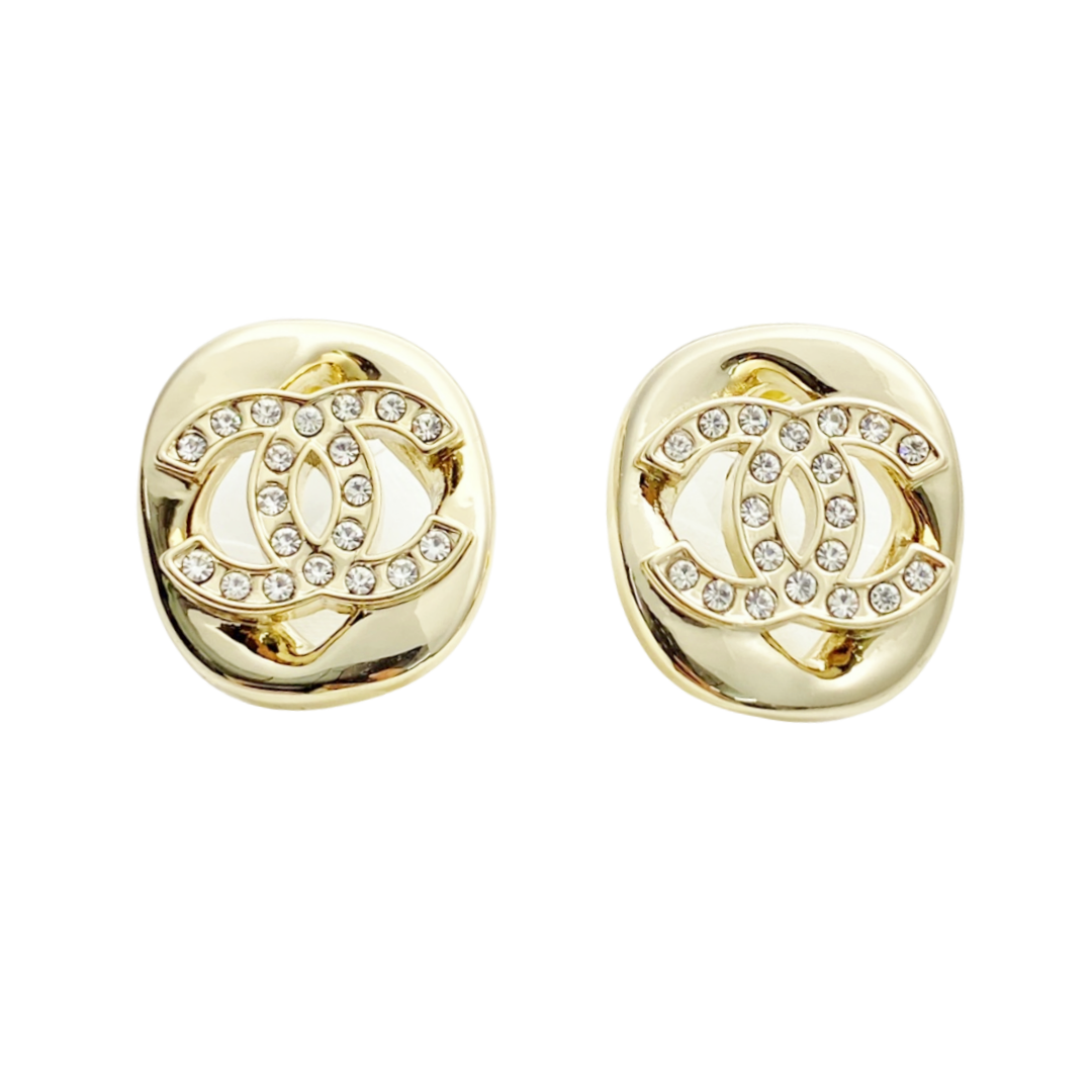 CCE324 Chanel 25 crystal cc stud earrings - ccjewelryacc