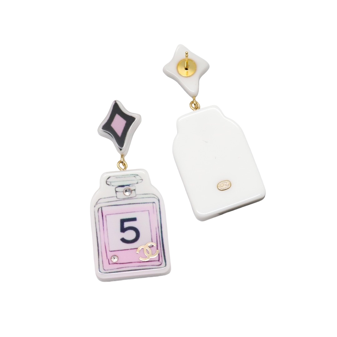 CCE321 Chanel Acrylic perfume bottle earrings - ccjewelryacc