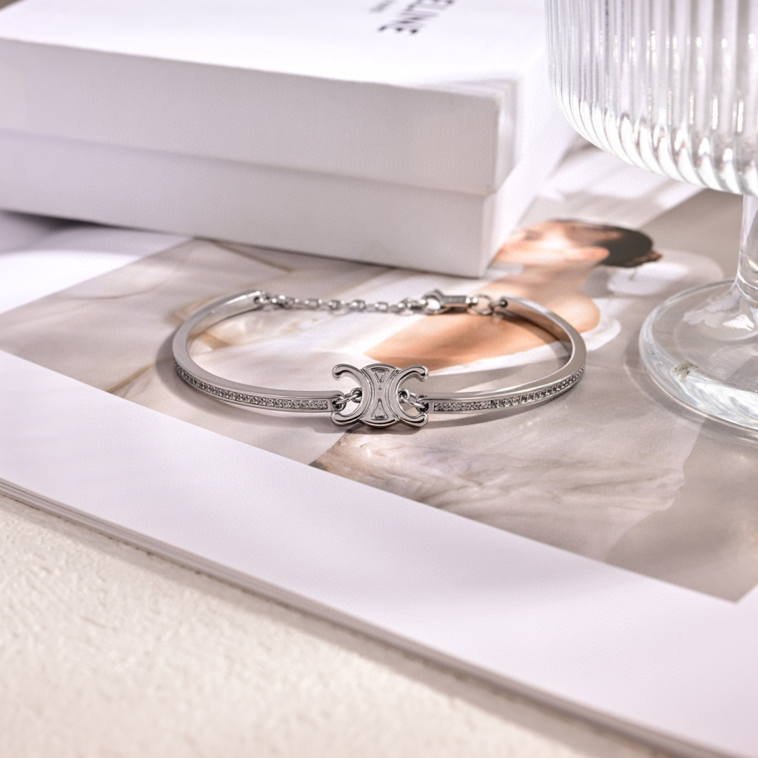 CLS010 Celine Triomphe Sparkle bracelet - ccjewelryacc