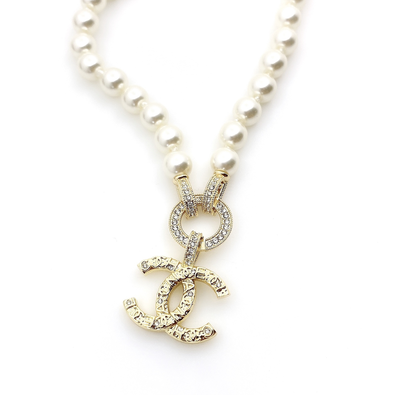 CCN051 Pearl cc logo pendant Necklace - ccjewelryacc