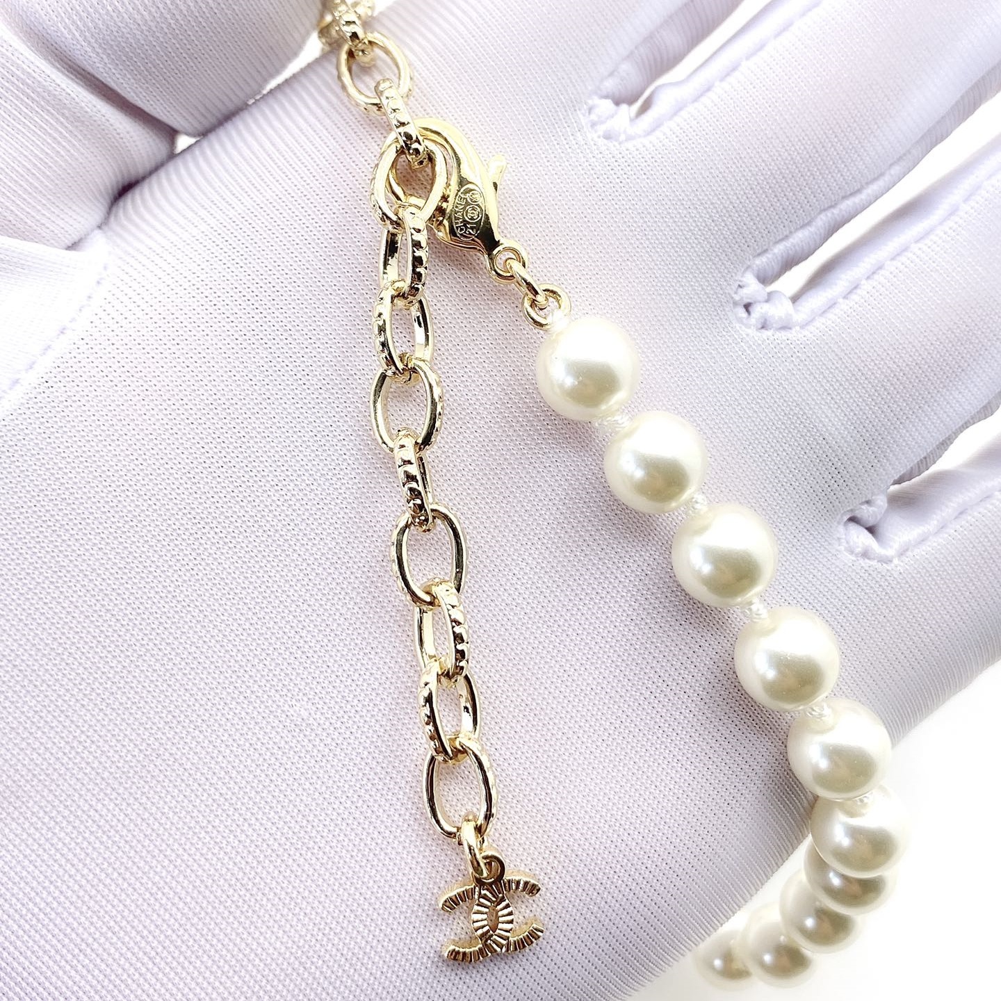 CCN051 Pearl cc logo pendant Necklace - ccjewelryacc