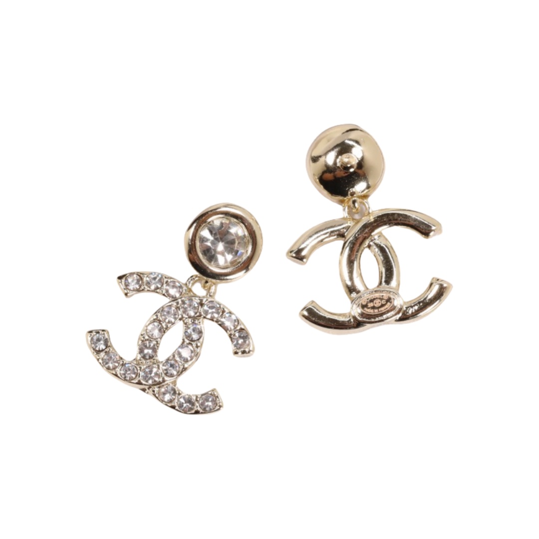CCE330 Crystal cc logo drop earrings for women - ccjewelryacc