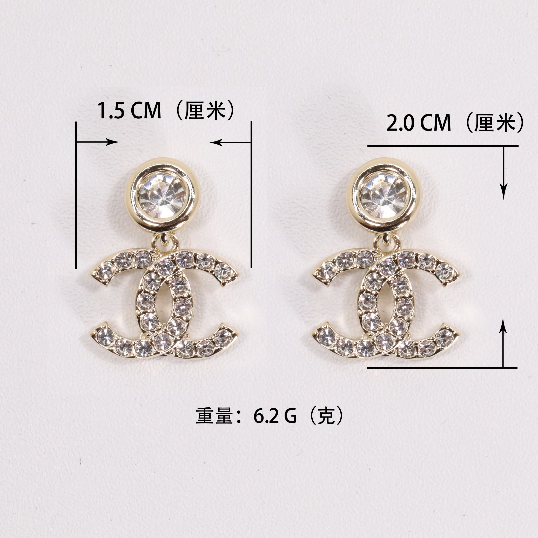 CCE330 Crystal cc logo drop earrings for women - ccjewelryacc