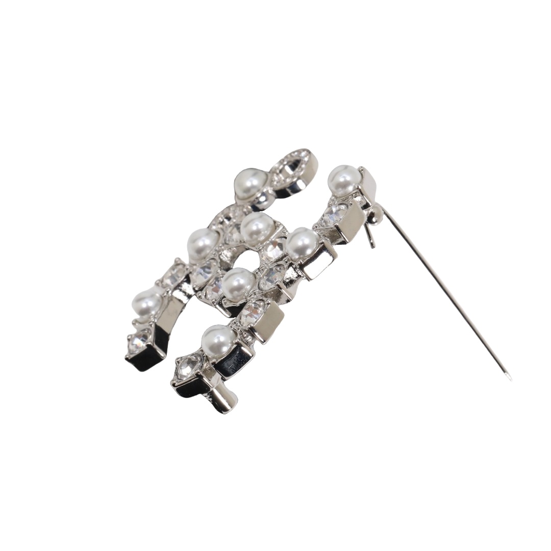 BCB578 Coco Brooch pin with crystal and pearl - ccjewelryacc