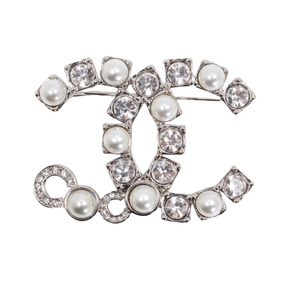 BCB578 Coco Brooch pin with crystal and pearl - ccjewelryacc