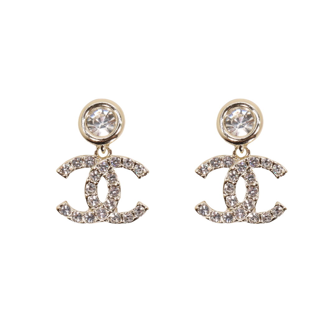 CCE330 Crystal cc logo drop earrings for women - ccjewelryacc
